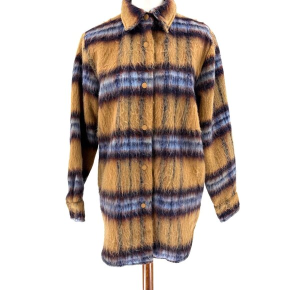 Steve Madden Womens Plaid Long Sleeve Button-Up Shacket Jacket Size S - Picture 3 of 14